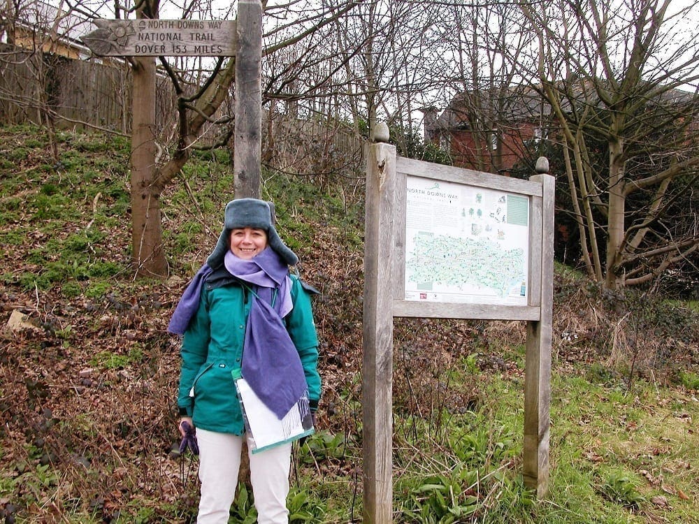 Sue walking the North Downs Way, England